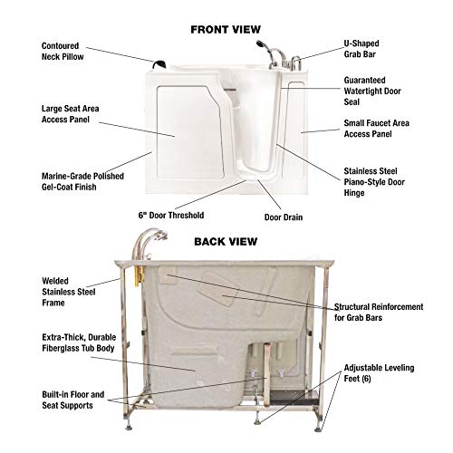 Walk-in Bathtub 30 in. x 60 in. Combo Whirlpool and Air Massage + Faucet Set (White) (Left Drain) EnergyTubsWalk-inTub