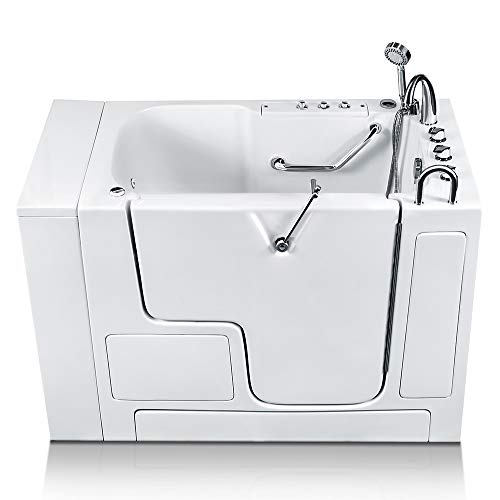 Wheelchair Accessible Walk-in Bathtub 32 in. x 52 in. Luxury Whirlpool Massage and Faucet Set (White) (Right Drain) EnergyTubsWalk-inTub