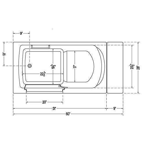 Walk-in Bathtub 28 in. x 52 in. Luxury Whirlpool Massage and Faucet Set (White) (Right Drain) EnergyTubsWalk-inTub