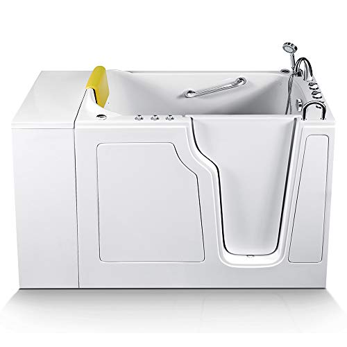 Walk-in Bathtub 33 in. x 55 in. with Combo Air & Whirlpool Massage and Faucet Set (White) (Right Drain)
