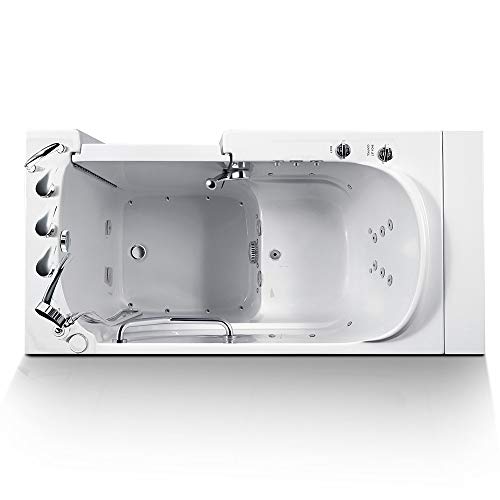 Walk-in Bathtub 28 in. x 52 in. with Combo Air & Whirlpool Massage and Faucet Set (White) (Left Drain) by Energy Tubs