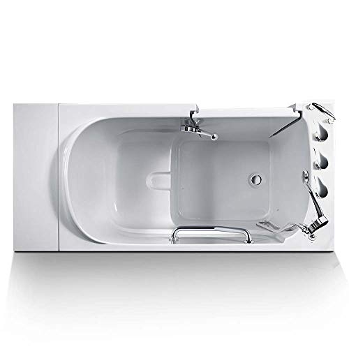 Walk-In Bathtub 33 in. x 55 in. Therapeutic Soaking Bathtub and Faucet Set (White) (Right Drain)