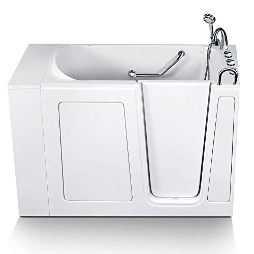 Walk-In Bathtub 28 in. x 52 in. Therapeutic Soaking Bathtub and Faucet Set (White) (Right Drain)