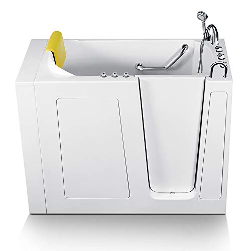 Walk-in Bathtub 30 in. x 55 in. Luxury Whirlpool Massage and Faucet Set (White) (Right Drain)