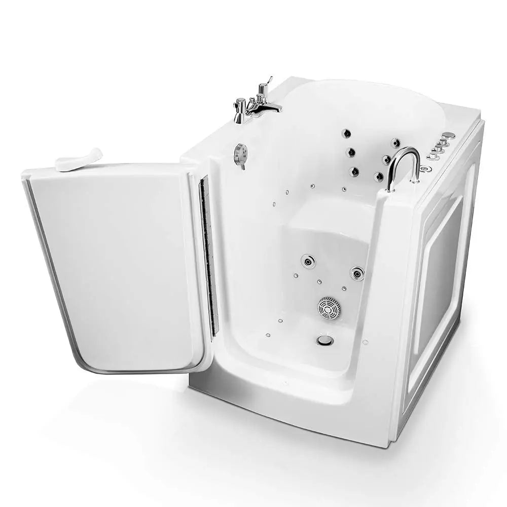 Walk-in Bathtub 31 in. x 38 in. with Combo Air & Whirlpool Massage and Faucet Set (White) (Left Drain)