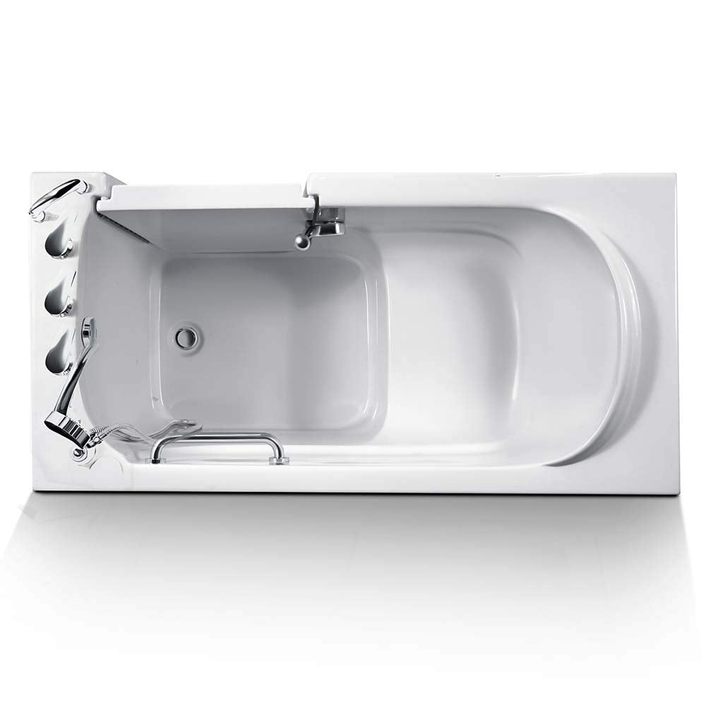 Walk-In Bathtub 30" x 60" Therapeutic Soaking Bathtub and Faucet Set (White) (Right Drain)