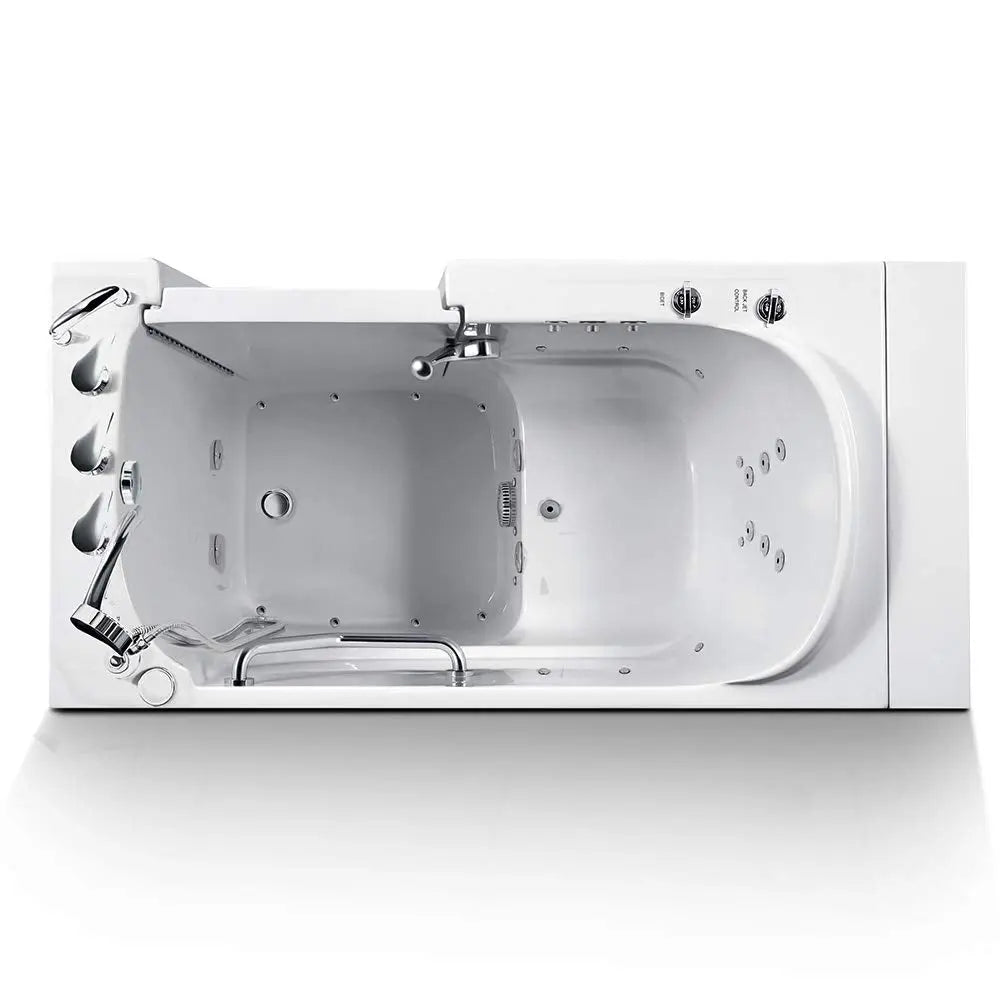 Walk-in Bathtub 28 in. x 52 in. with Combo Air & Whirlpool Massage and Faucet Set (White) (Right Drain)-Walk-in Tubs