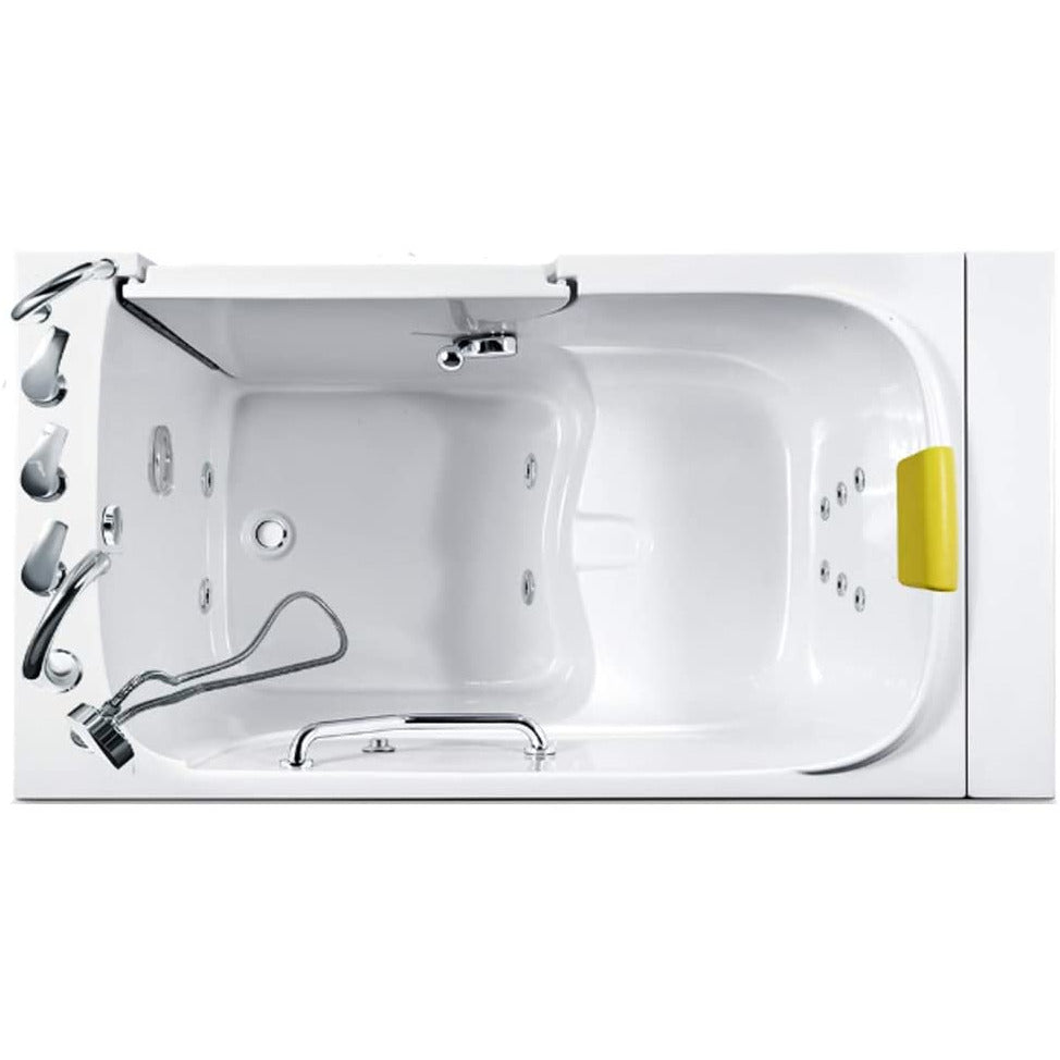 Walk-in Bathtub 28 in. x 52 in. Luxury Whirlpool Massage and Faucet Set (White) (Left Drain)