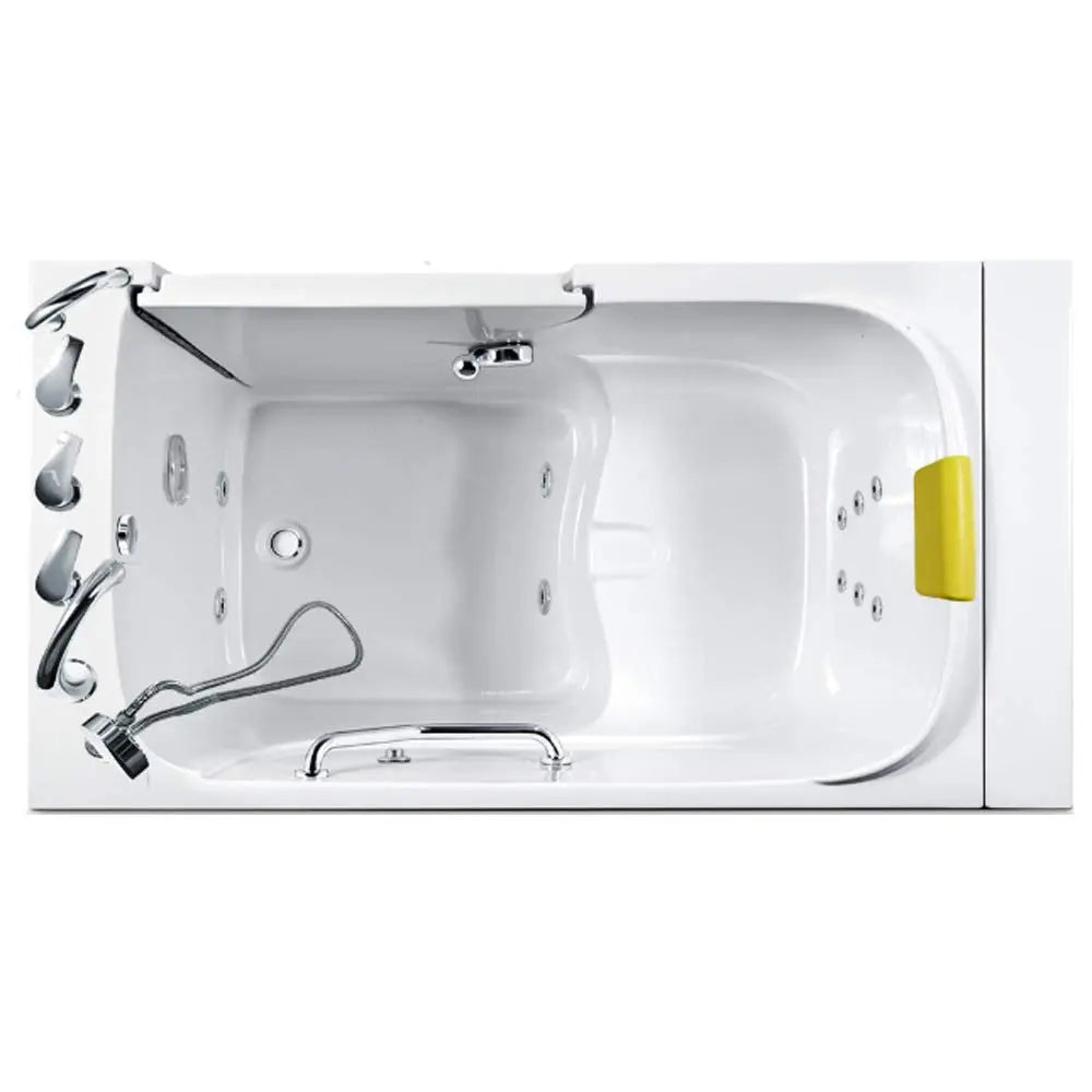 Walk-in Bathtub 33 in. x 55 in. Luxury Whirlpool Massage and Faucet Set (White) (Right Drain)-Walk-in Tubs