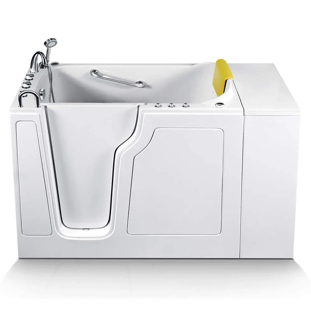 Walk-in Bathtub 33 in. x 55 in. with Combo Air & Whirlpool Massage and Faucet Set (White) (Left Drain)-Walk-in Tubs