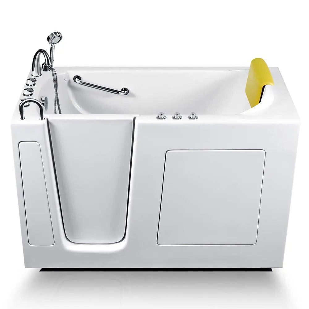 Walk-in Bathtub 30 in. x 60 in. Combo Whirlpool and Air Massage + Faucet Set (White) (Left Drain)-Walk-in Tubs
