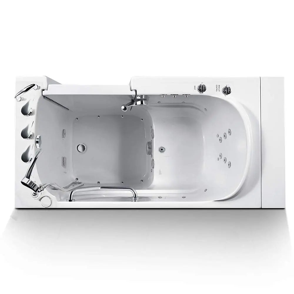 Walk-in Bathtub 33 in. x 55 in. with Combo Air & Whirlpool Massage and Faucet Set (White) (Left Drain)-Walk-in Tubs