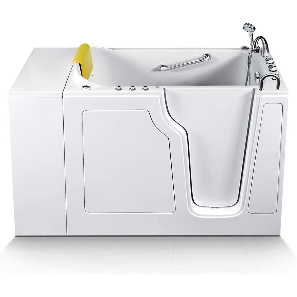 Walk-in Bathtub 28 in. x 52 in. with Combo Air & Whirlpool Massage and Faucet Set (White) (Right Drain)