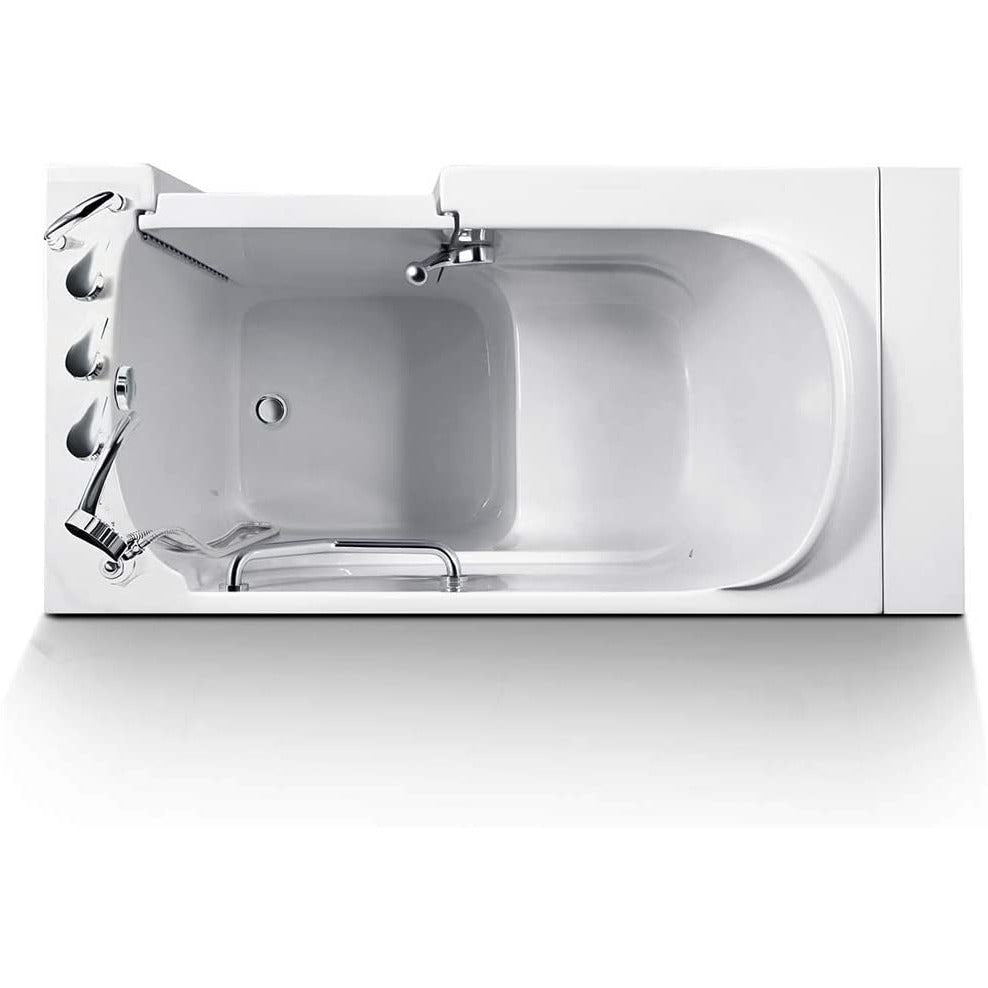 Walk-In Bathtub 28 in. x 52 in. Therapeutic Soaking Bathtub and Faucet Set (White) (Left Drain)