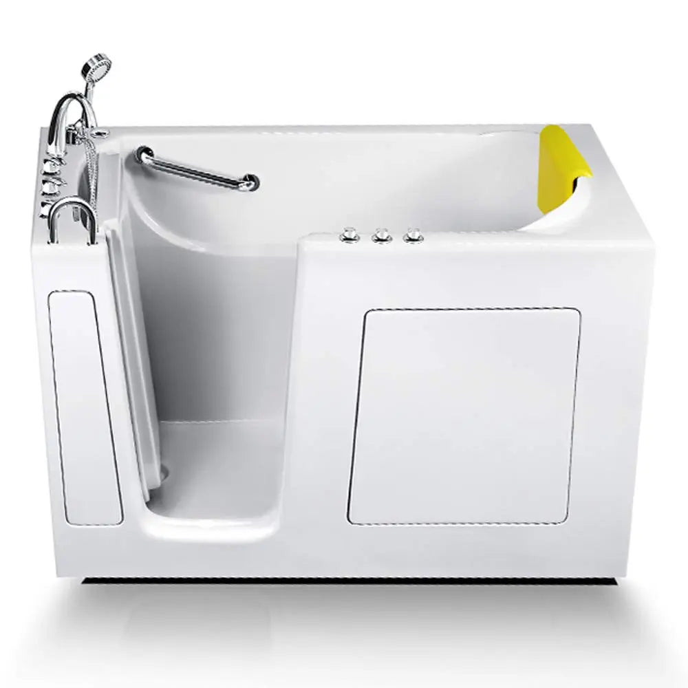Walk-in Bathtub 30 in. x 60 in. Combo Whirlpool and Air Massage + Faucet Set (White) (Left Drain)-Walk-in Tubs