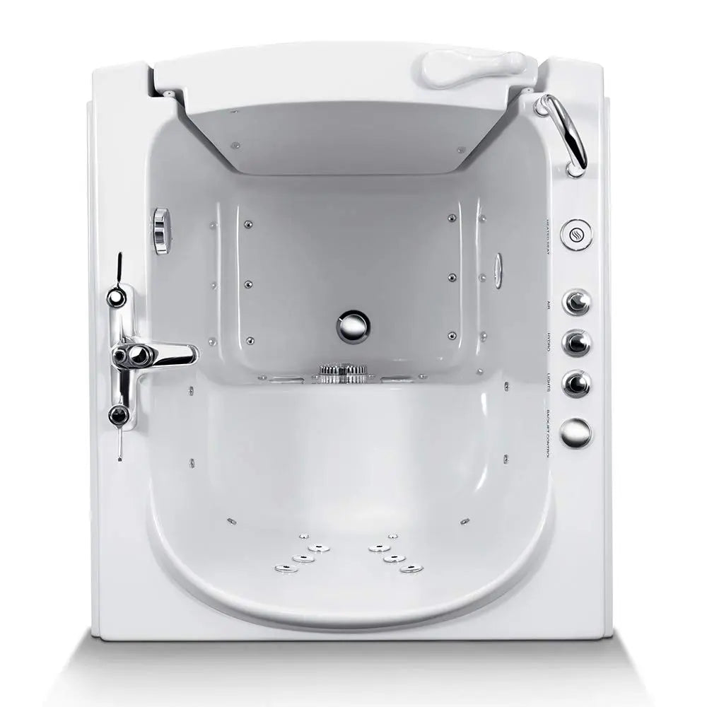 Walk-in Bathtub 31 in. x 38 in. with Combo Air & Whirlpool Massage and Faucet Set (White) (Left Drain)-Walk-in Tubs